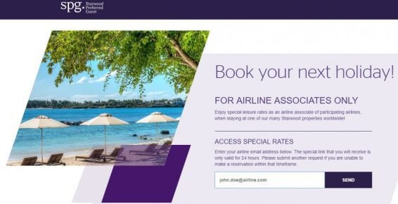 Starwood Hotels airline employee discount